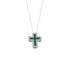 Collana Croce Oro bianco 18k Diamanti 0,07 Smeraldi 0,18 | Gioiellitosti.it